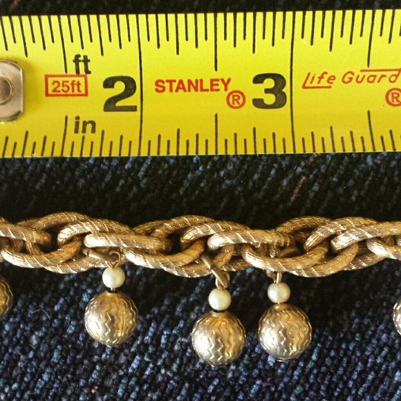 Gold Link Bracelet w/ Gold & Pearl Beads Costume - Picture 3 of 3